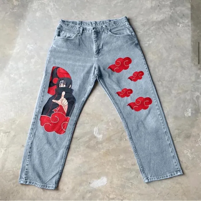 Fashion casual print street style trousers jeans