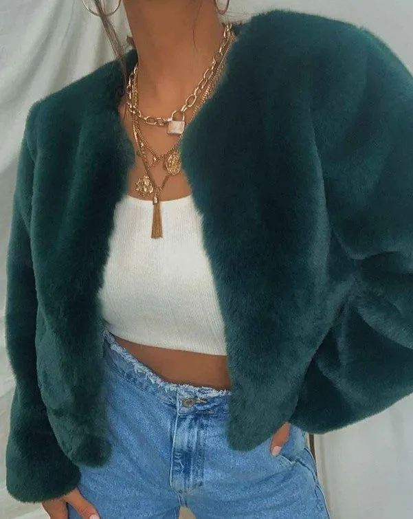 Faux Fur emerald jacket