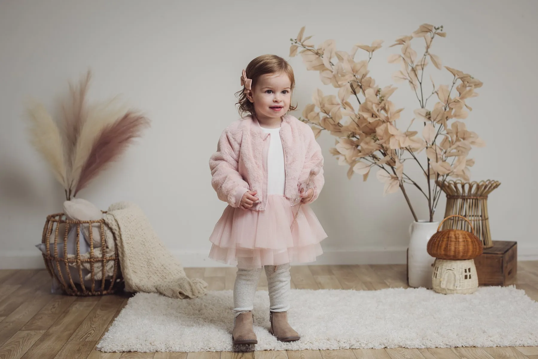 Faux Fur Jacket, Tutu Top & Legging Set