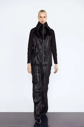 Faux Fur Pangolin Racer Jacket and Trousers Set