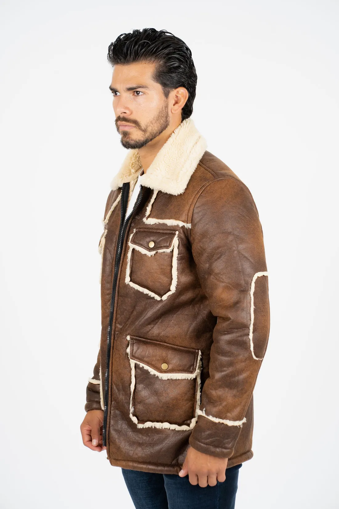 Faux Sherling Jacket Brown Beige