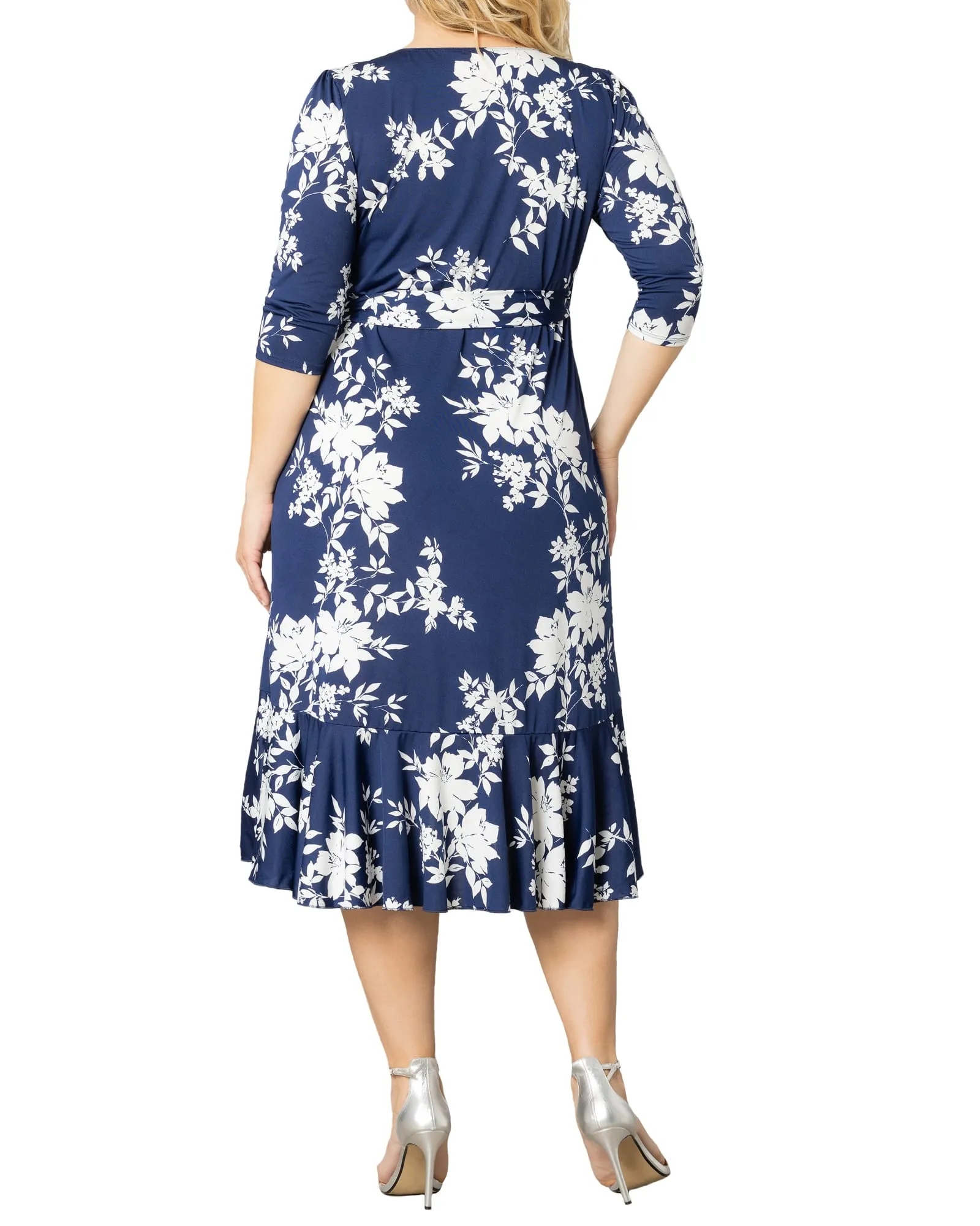 Flirty Flounce Wrap Dress | NAVY FLORAL PRINT