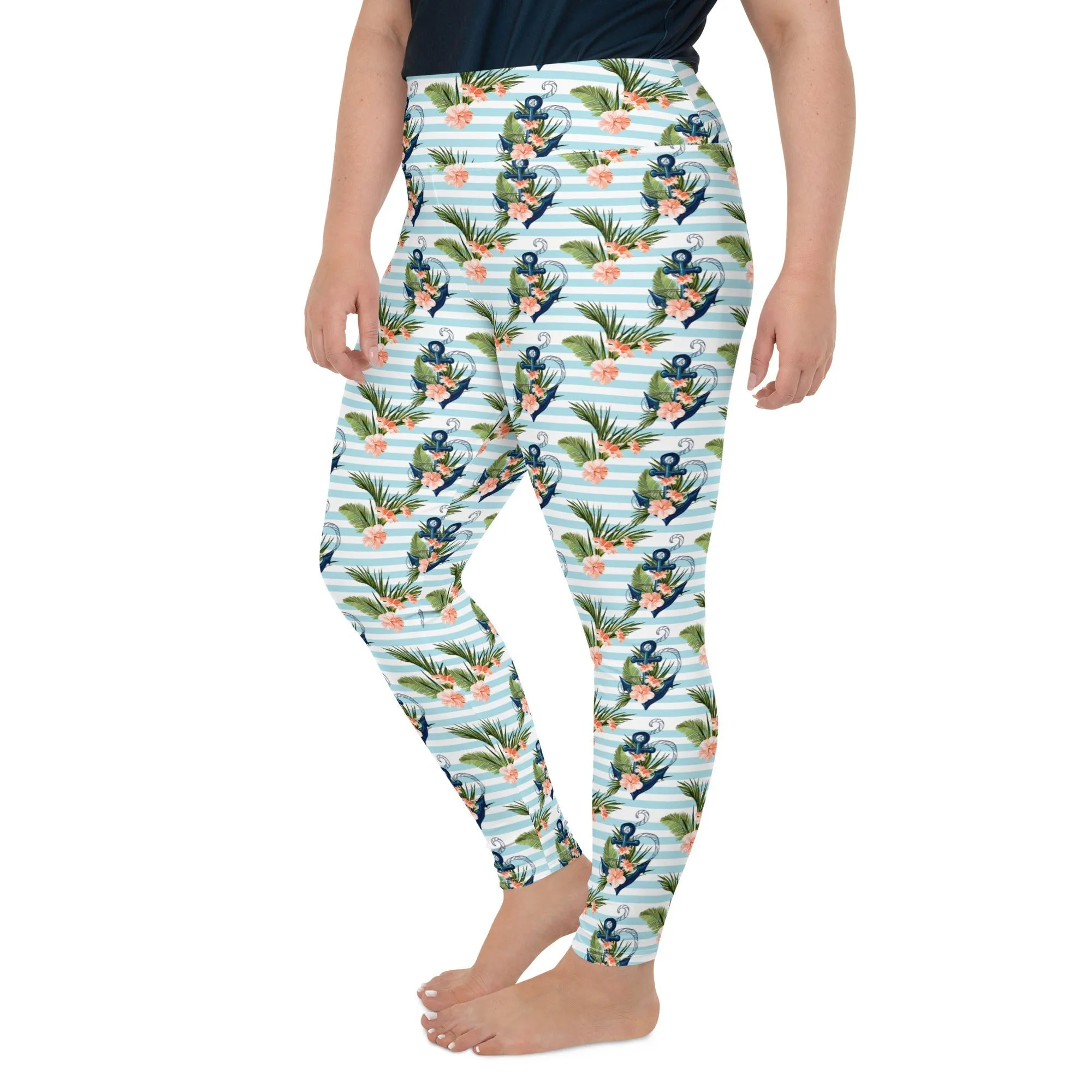 Floral Anchor Plus Size Leggings