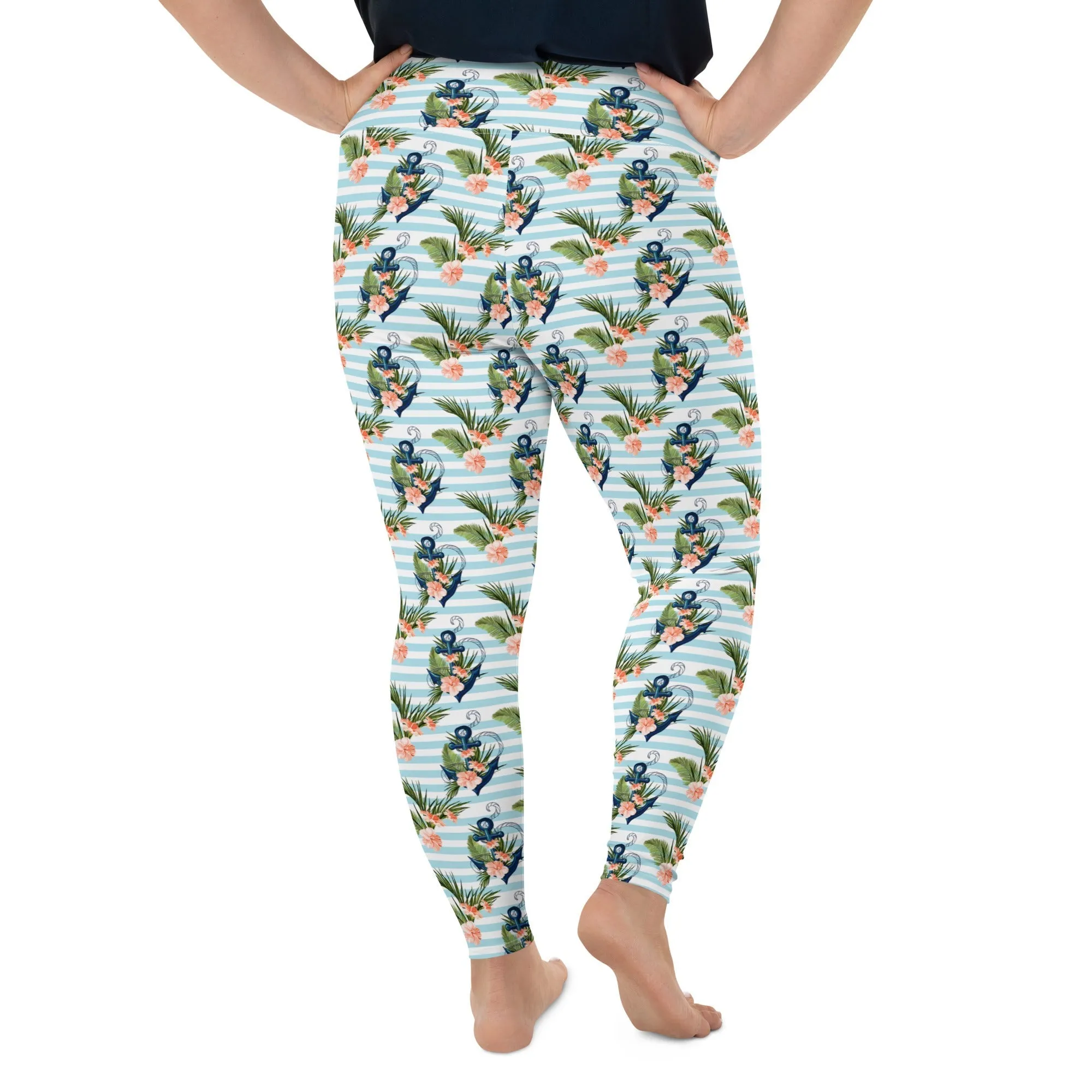 Floral Anchor Plus Size Leggings