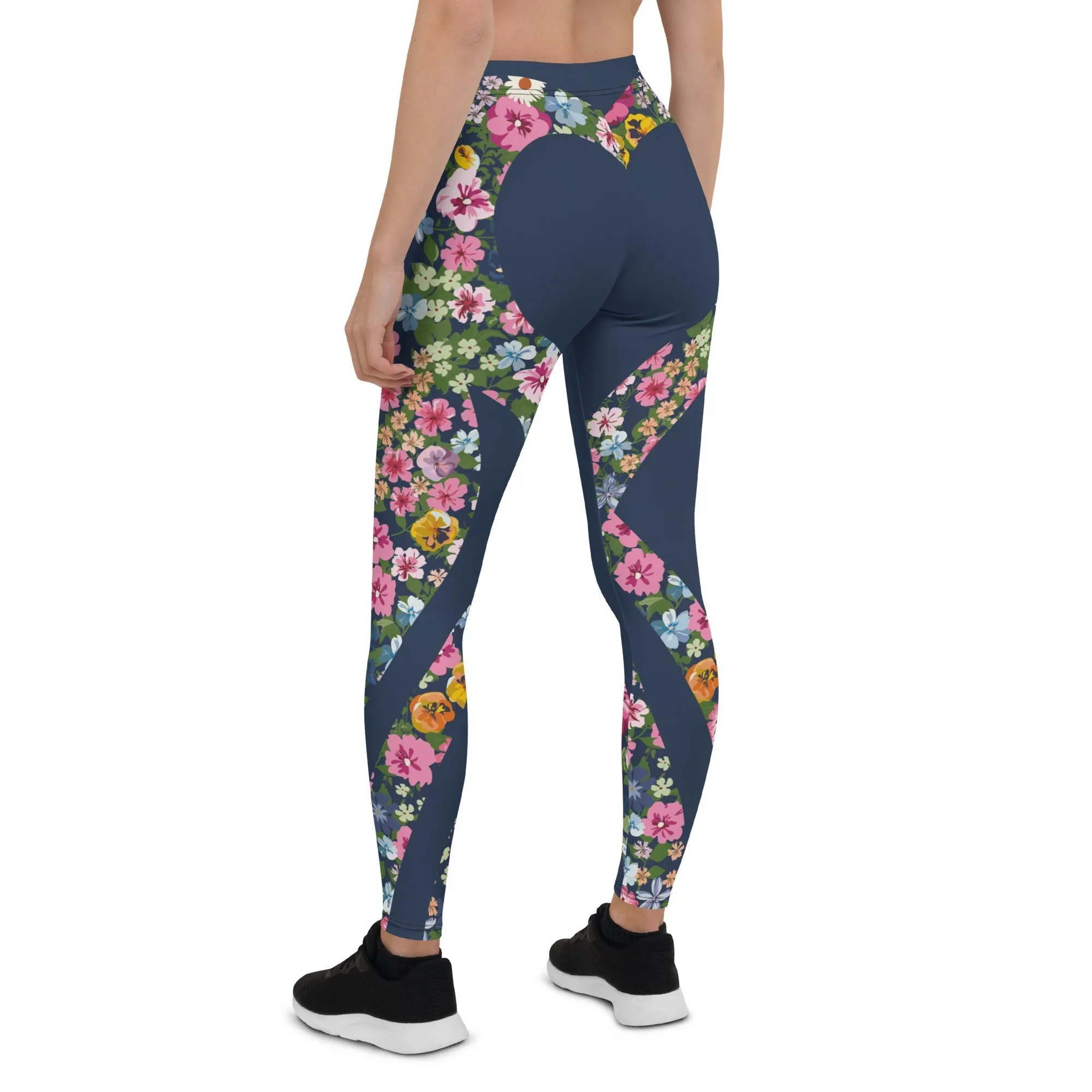 Floral Heart Shaped Leggings