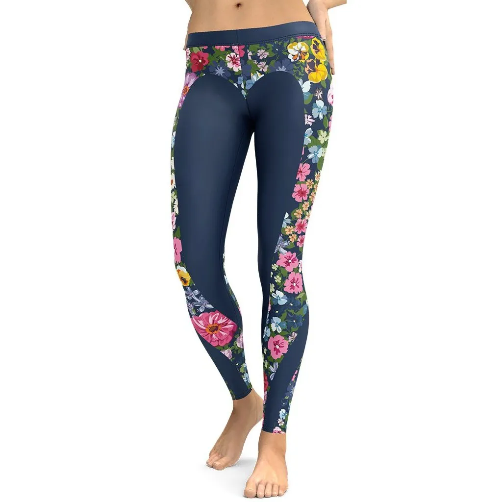 Floral Heart Shaped Leggings