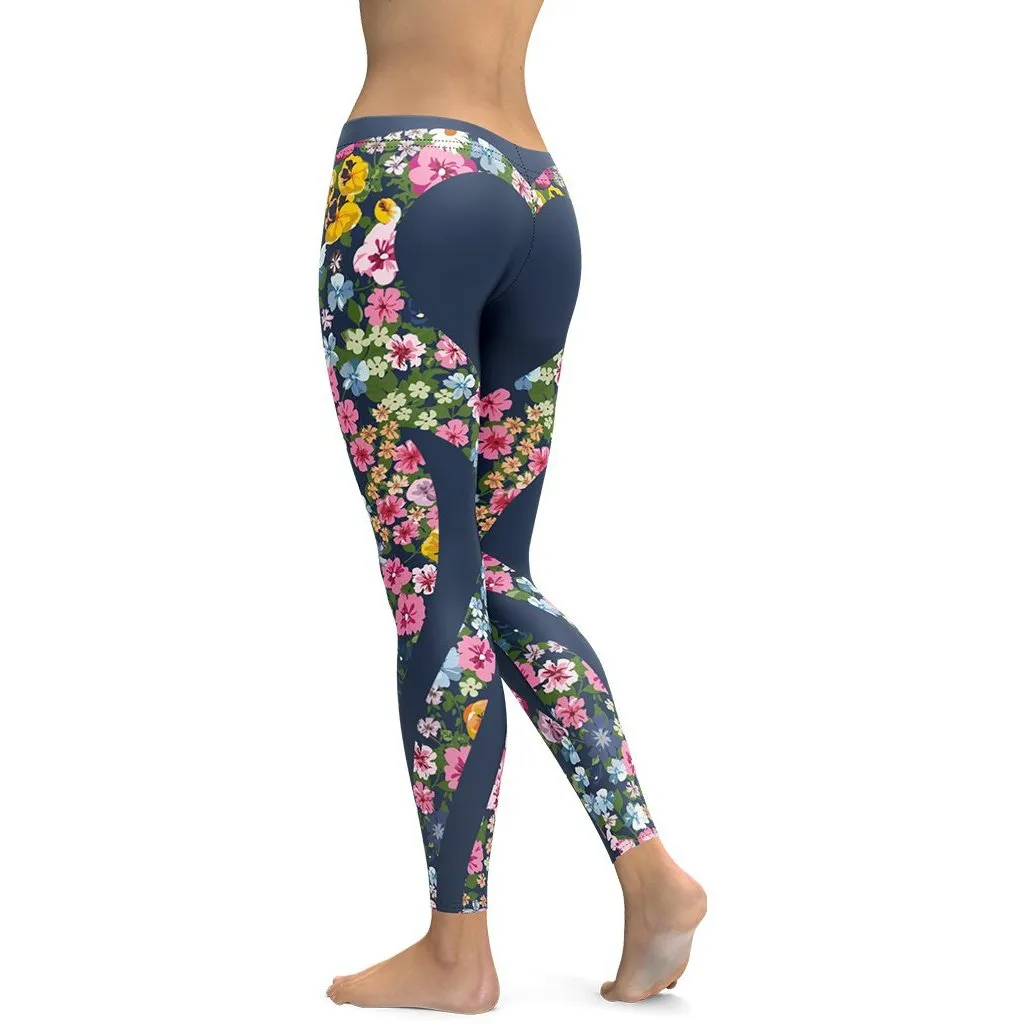 Floral Heart Shaped Leggings