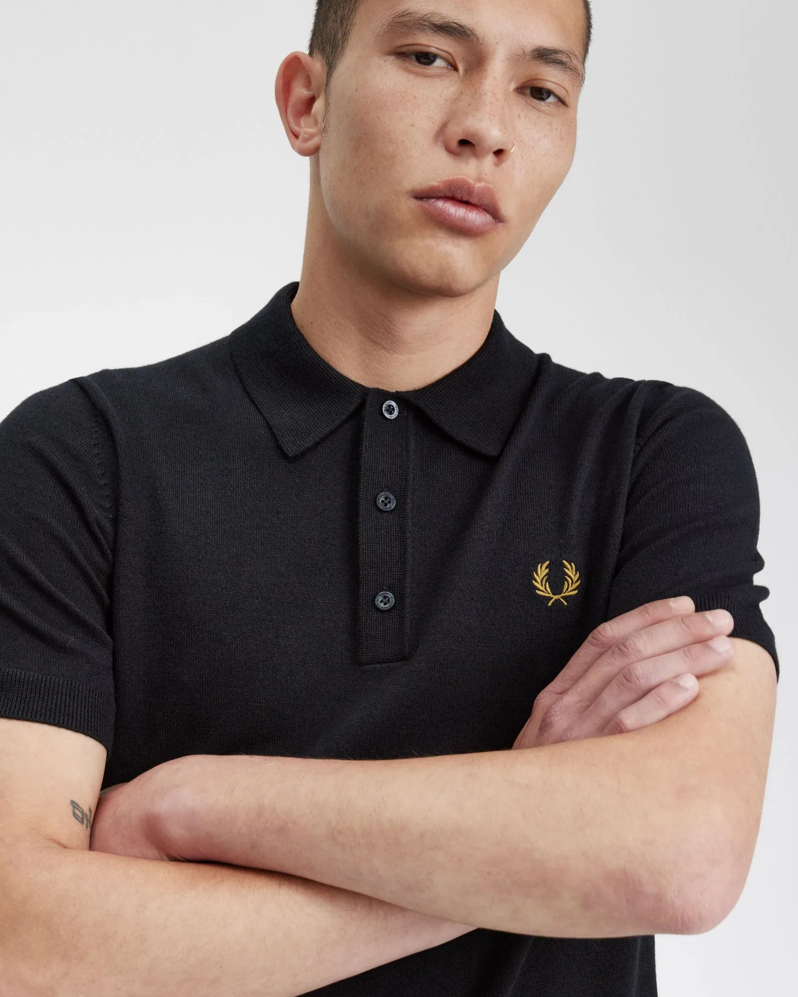 Fred Perry Classic Knitted Polo Shirt - Navy