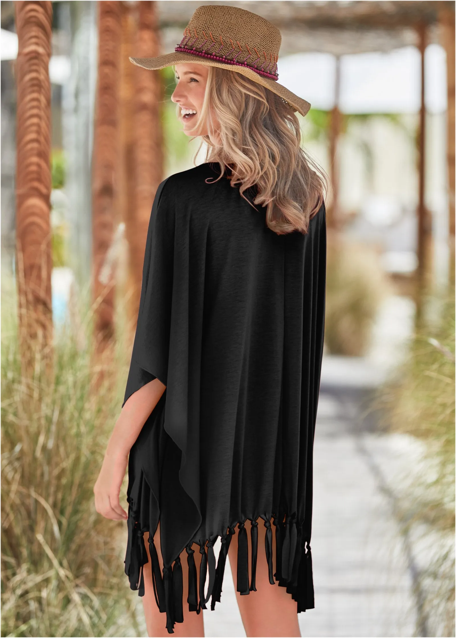 Fringe Detail Cover-Up - Black