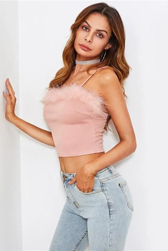 FURRY TRIM CAMI TANK