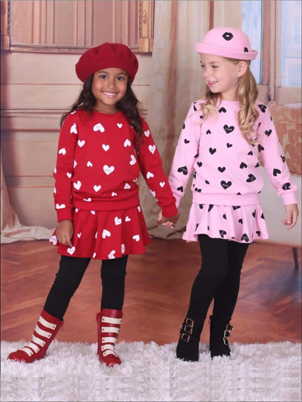 Girls Hearty Heart Top and Skirted Legging Set