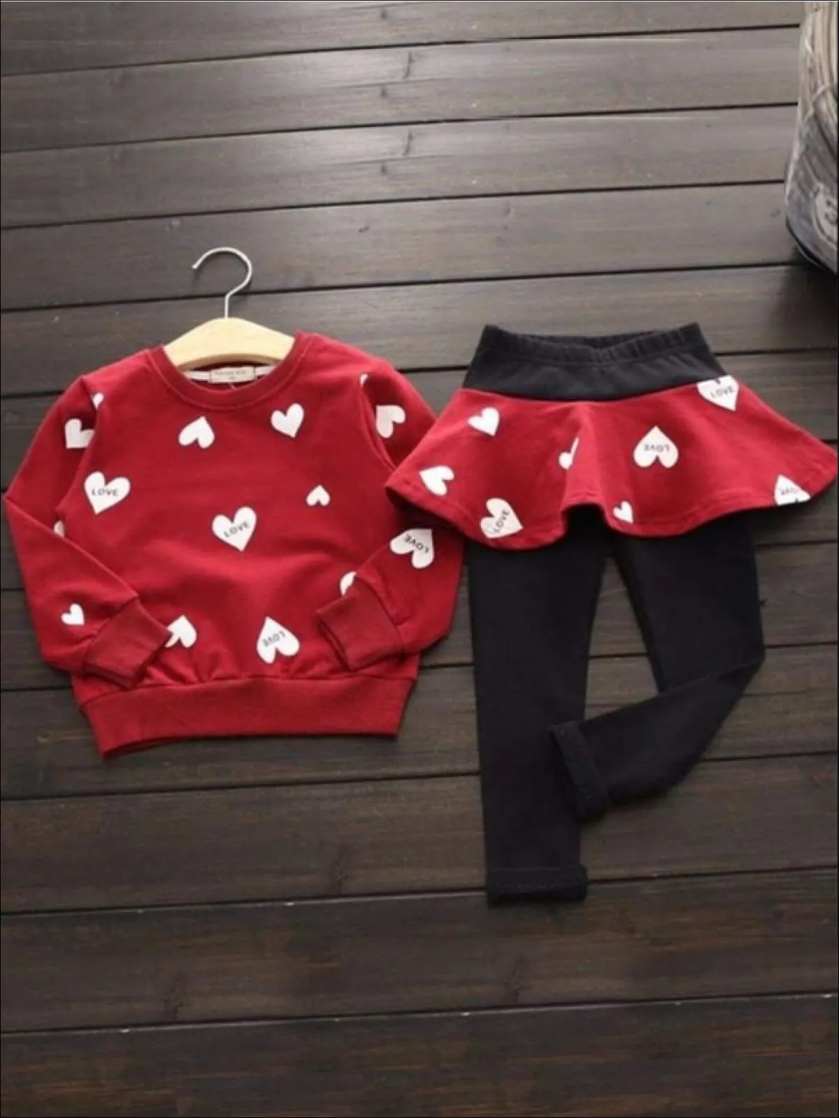 Girls Hearty Heart Top and Skirted Legging Set