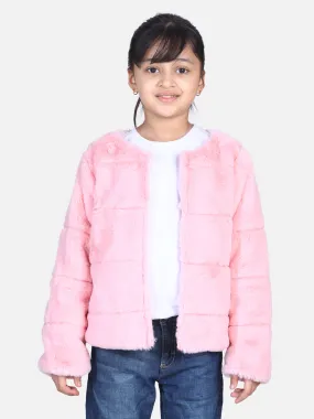 Girl's  Pink Faux Fur Open Jacket  - StyleStone Kid