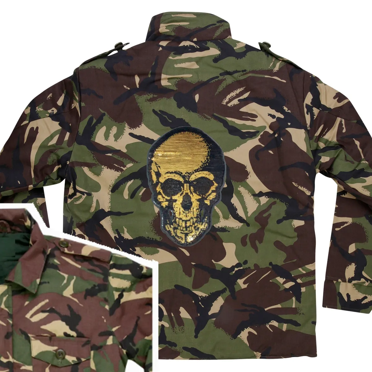 Gold Sequin Skull Camo Jacket