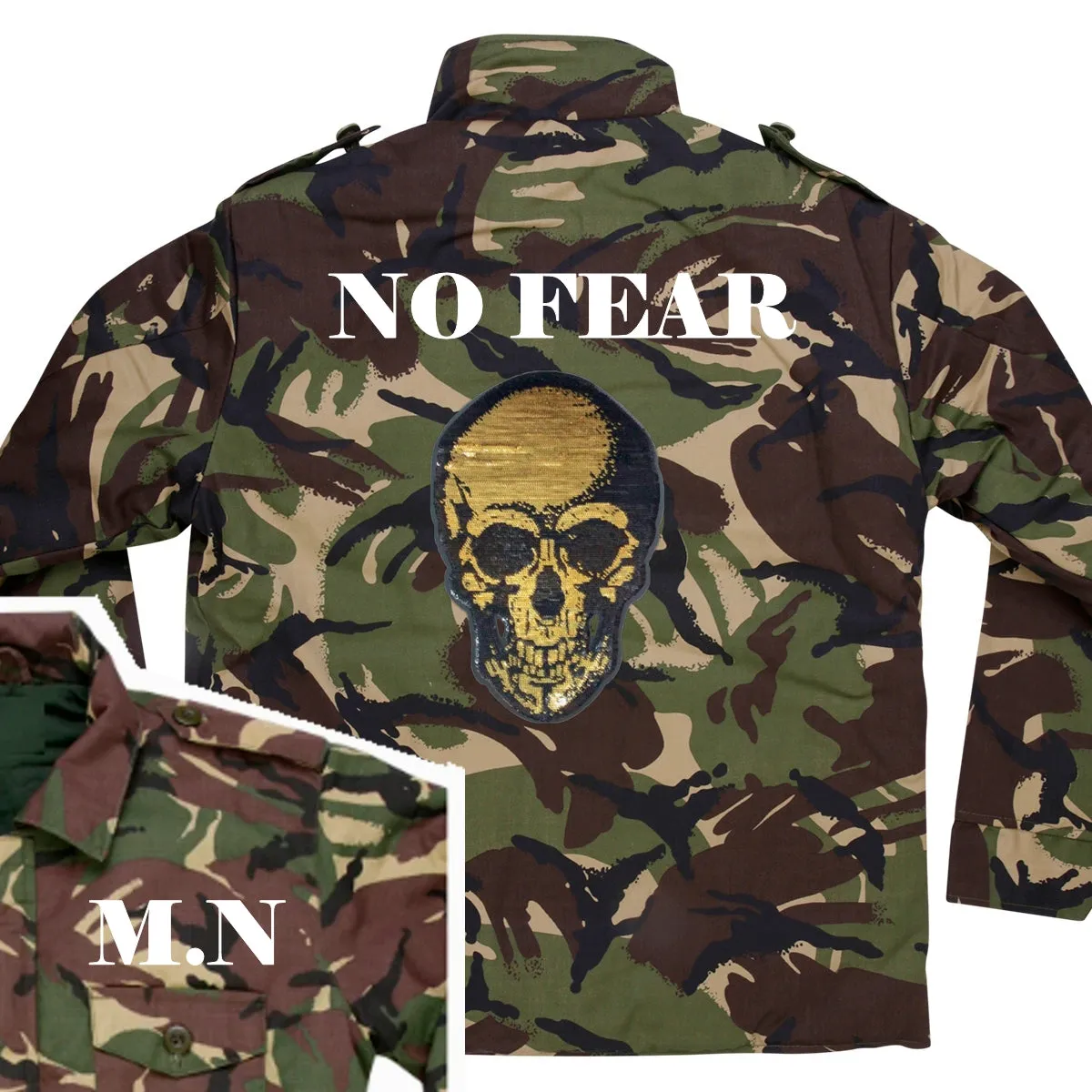 Gold Sequin Skull Camo Jacket