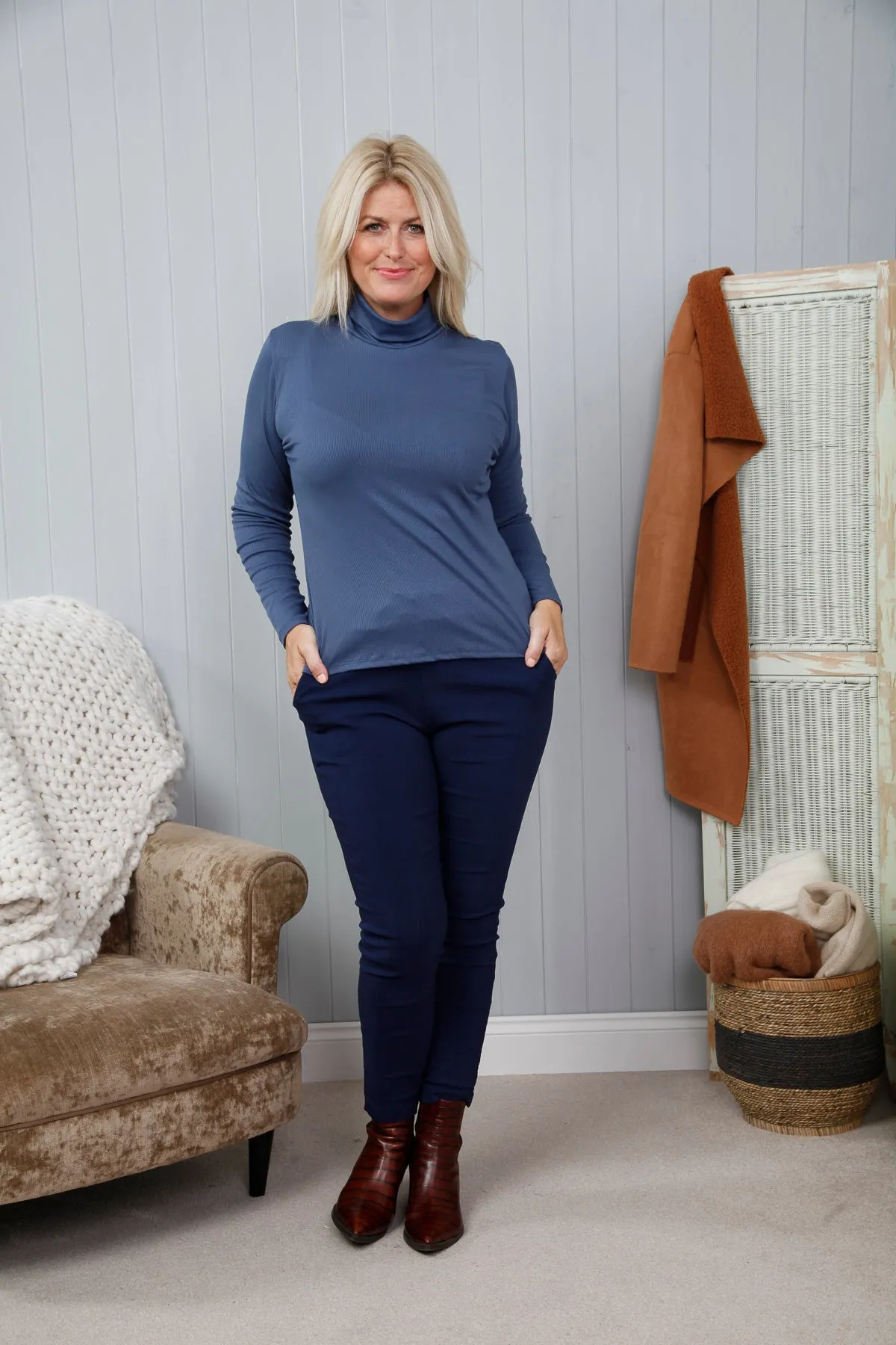 Goose Island 3844 Roll Neck Ribbed Top (5 Colours)