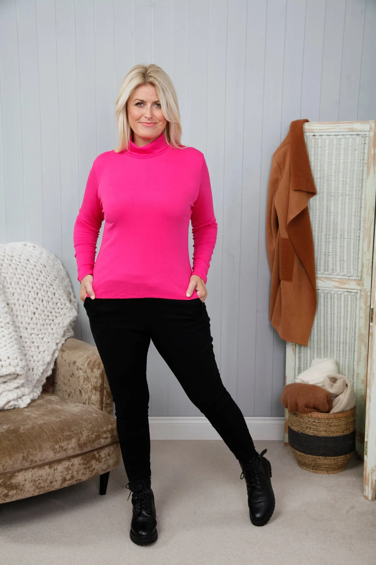 Goose Island 3844 Roll Neck Ribbed Top (5 Colours)