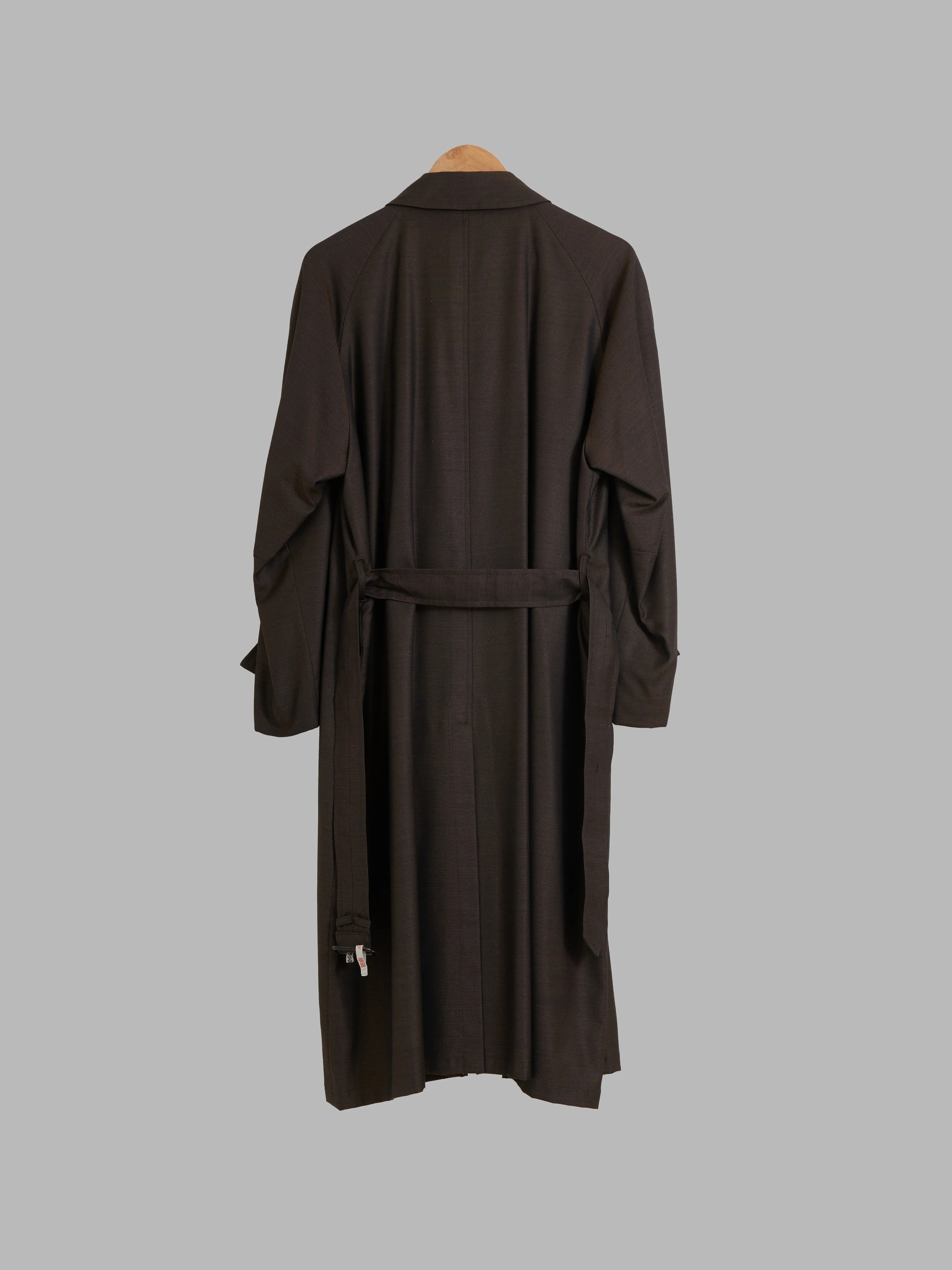 Grass men’s 1980s brown wool silk covered placket mackintosh coat - M L