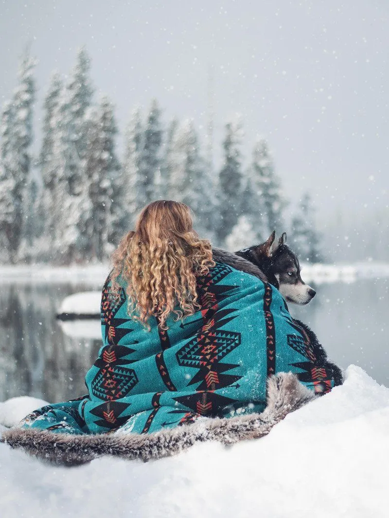 Grey Wolf Faux Fur Throw