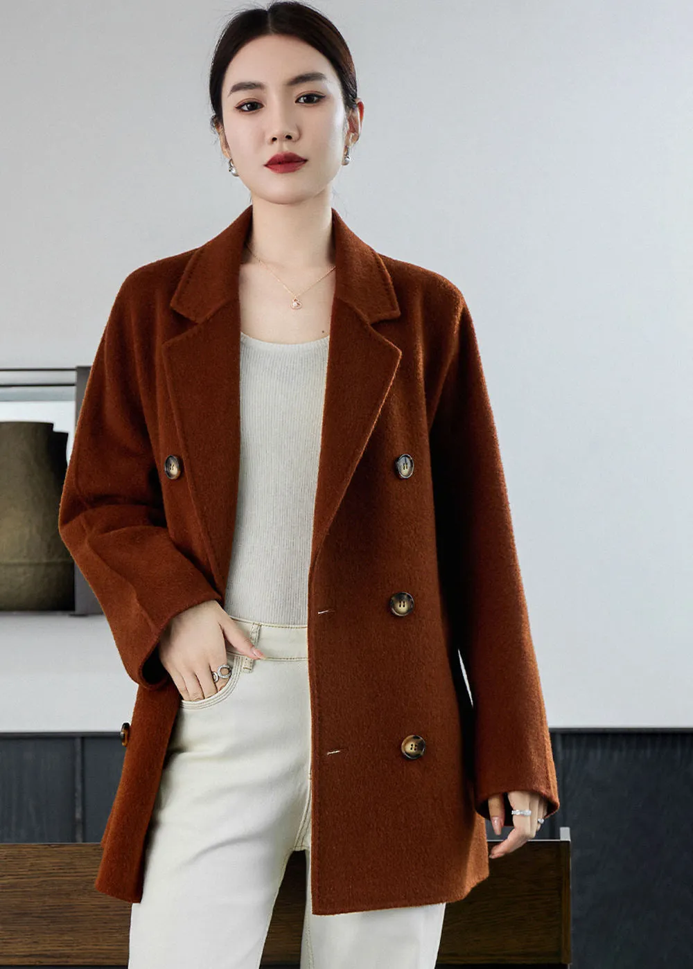 Holly Front Button Double Face Wool Blazer