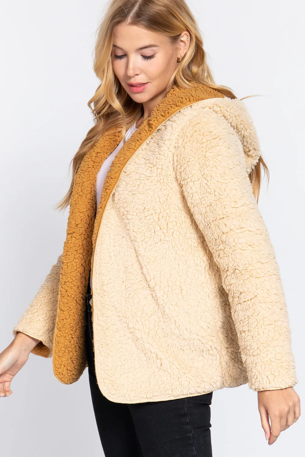 Hoodie Faux Fur Reversible Jacket