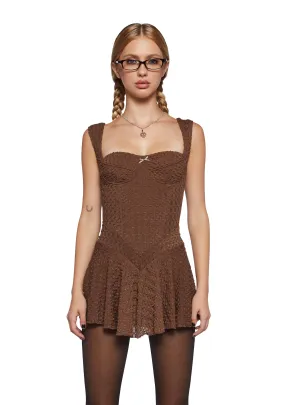 I Could Care Less Mini Dress - Brown