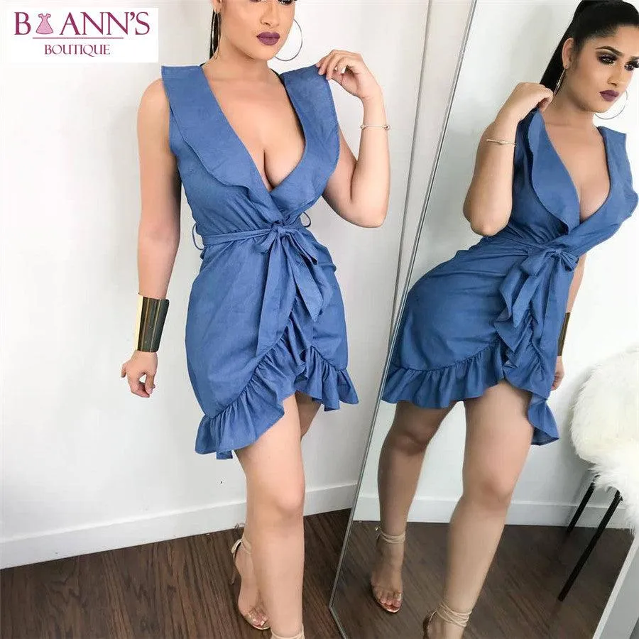 IT’S A WRAP DENIM DRESS