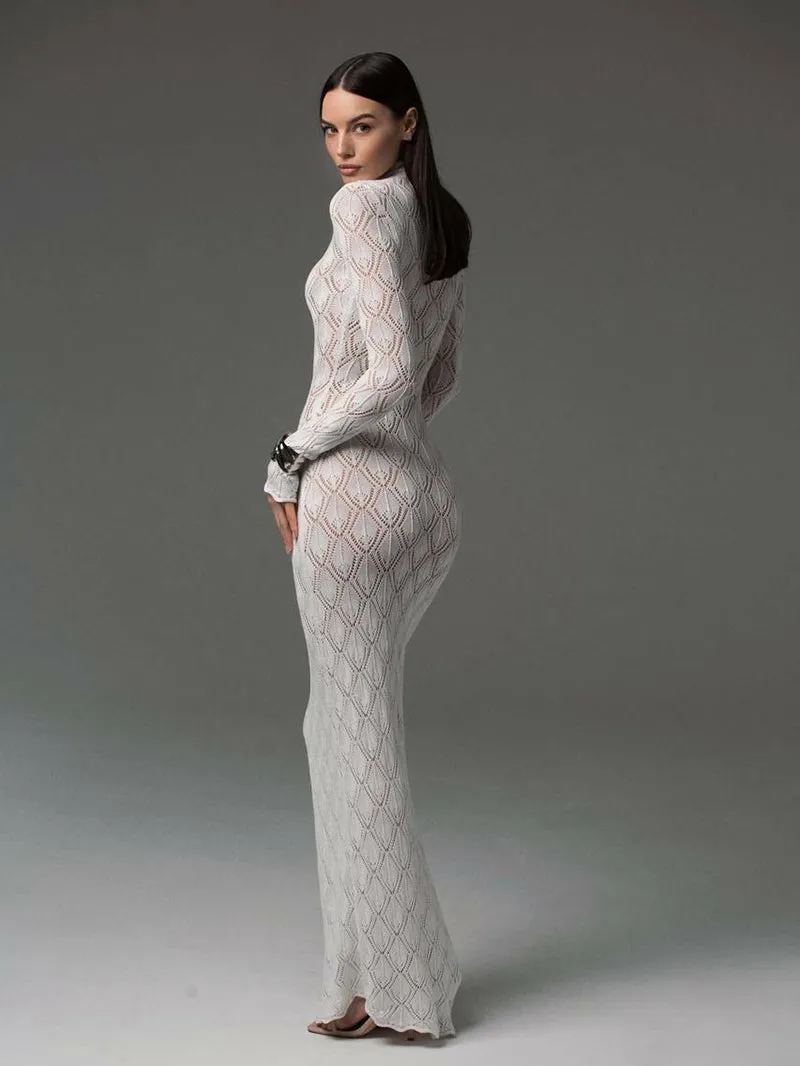 Jane Turtleneck Long Sleeve Knit Maxi Dress