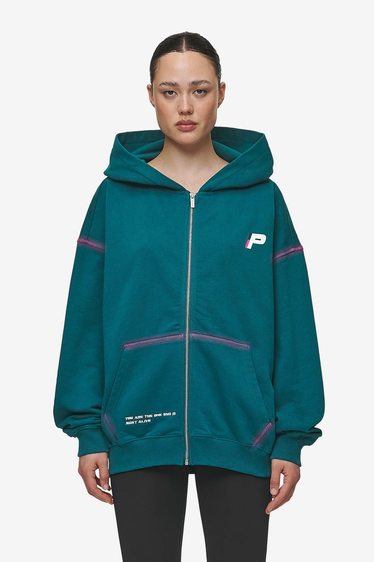 Jenna Oversized Sweat Jacket Washed Urban Turquoise