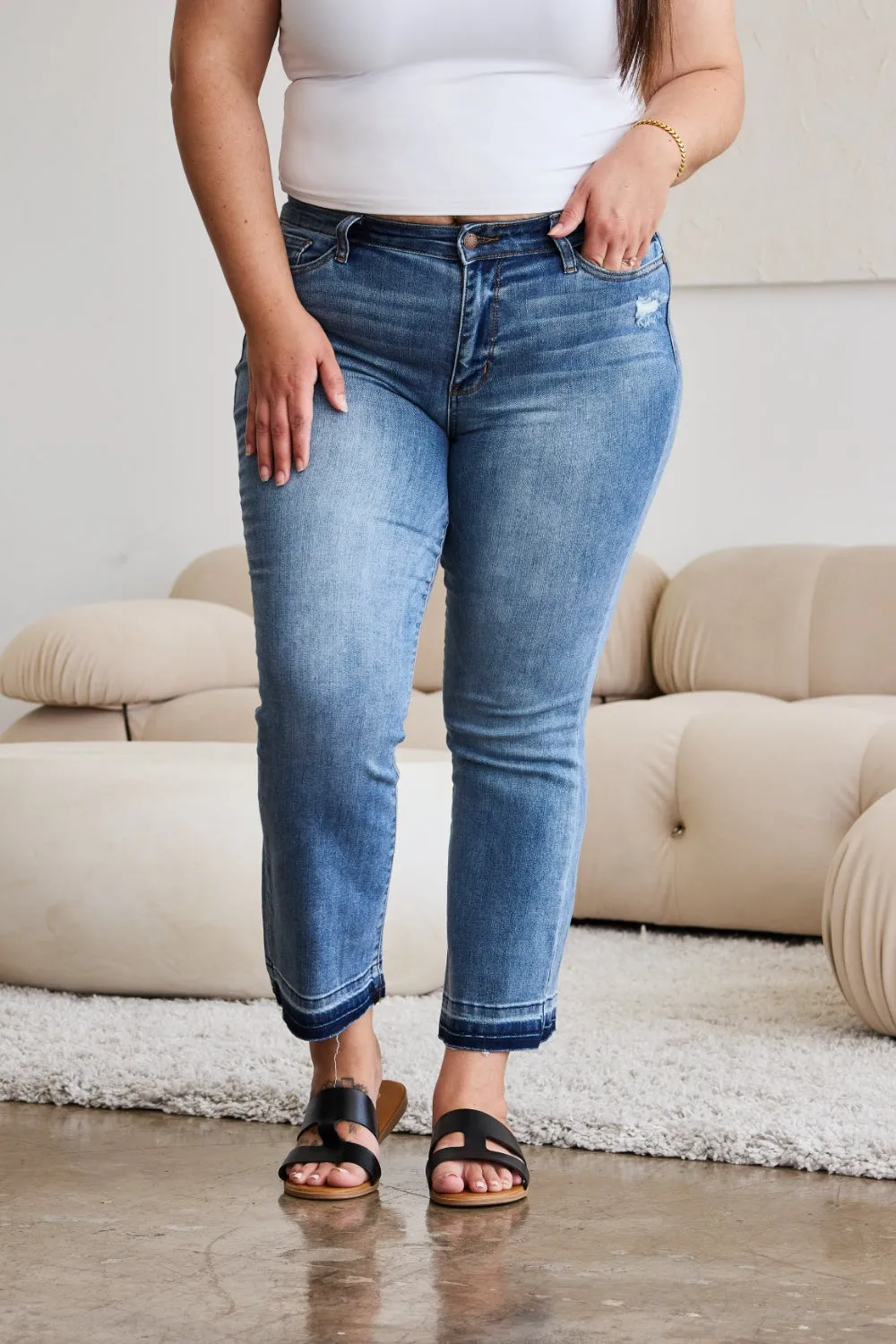 Judy Blue Release Hem Cropped Bootcut Jeans