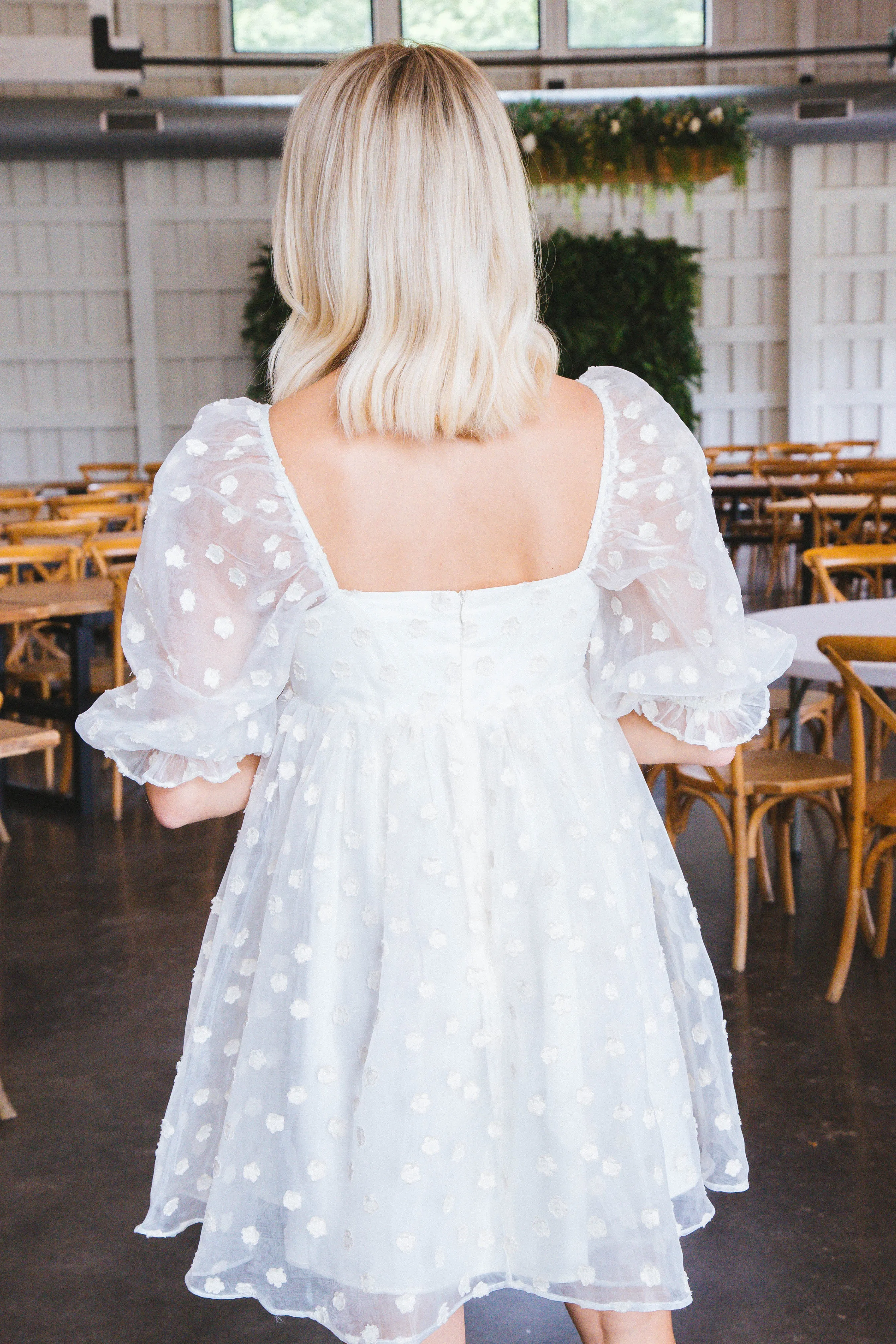 Julissa Tiny Daisy Babydoll Dress, Cream Floral