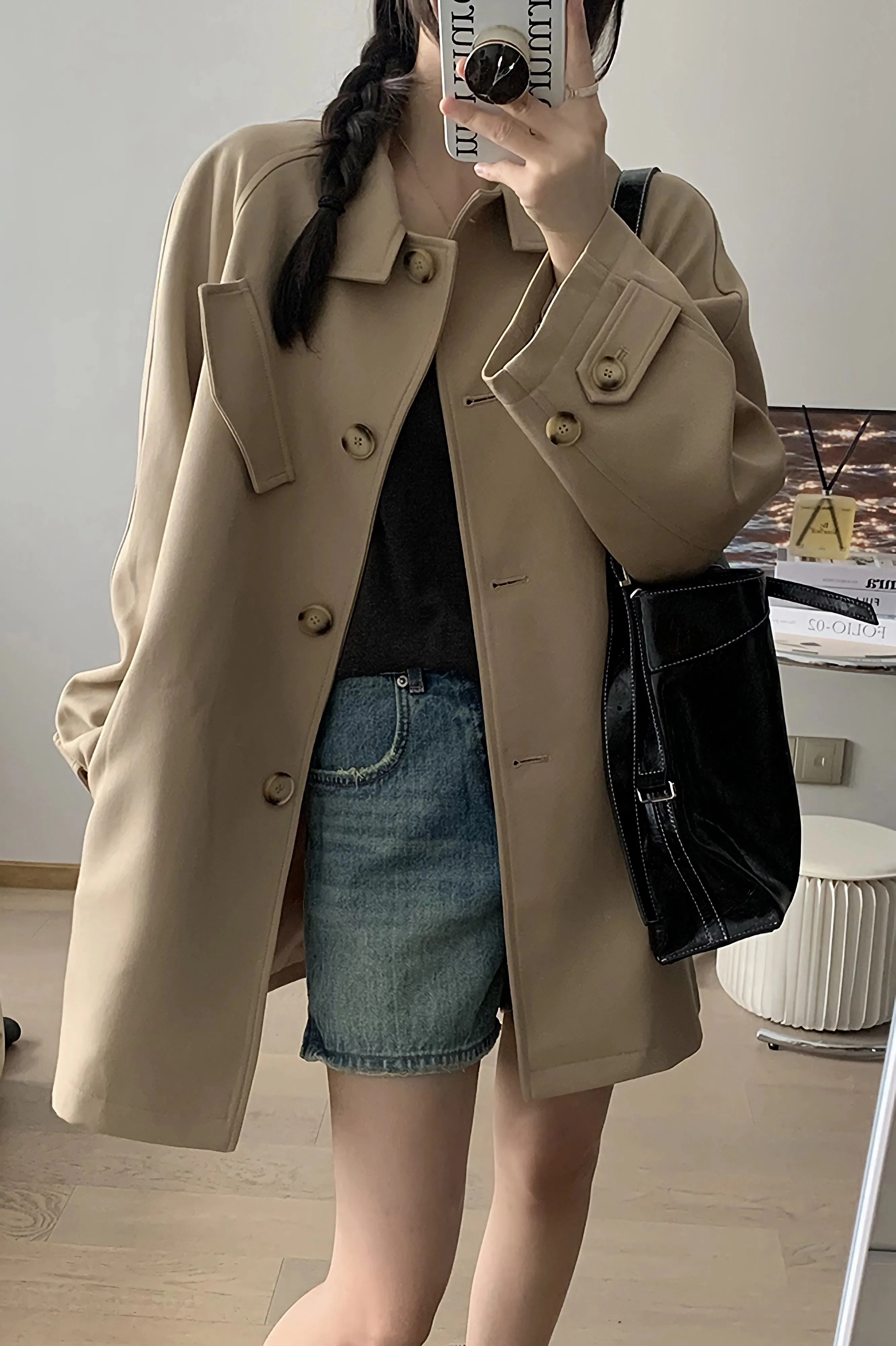 Khaki Single Breasted Trench Belted Coat