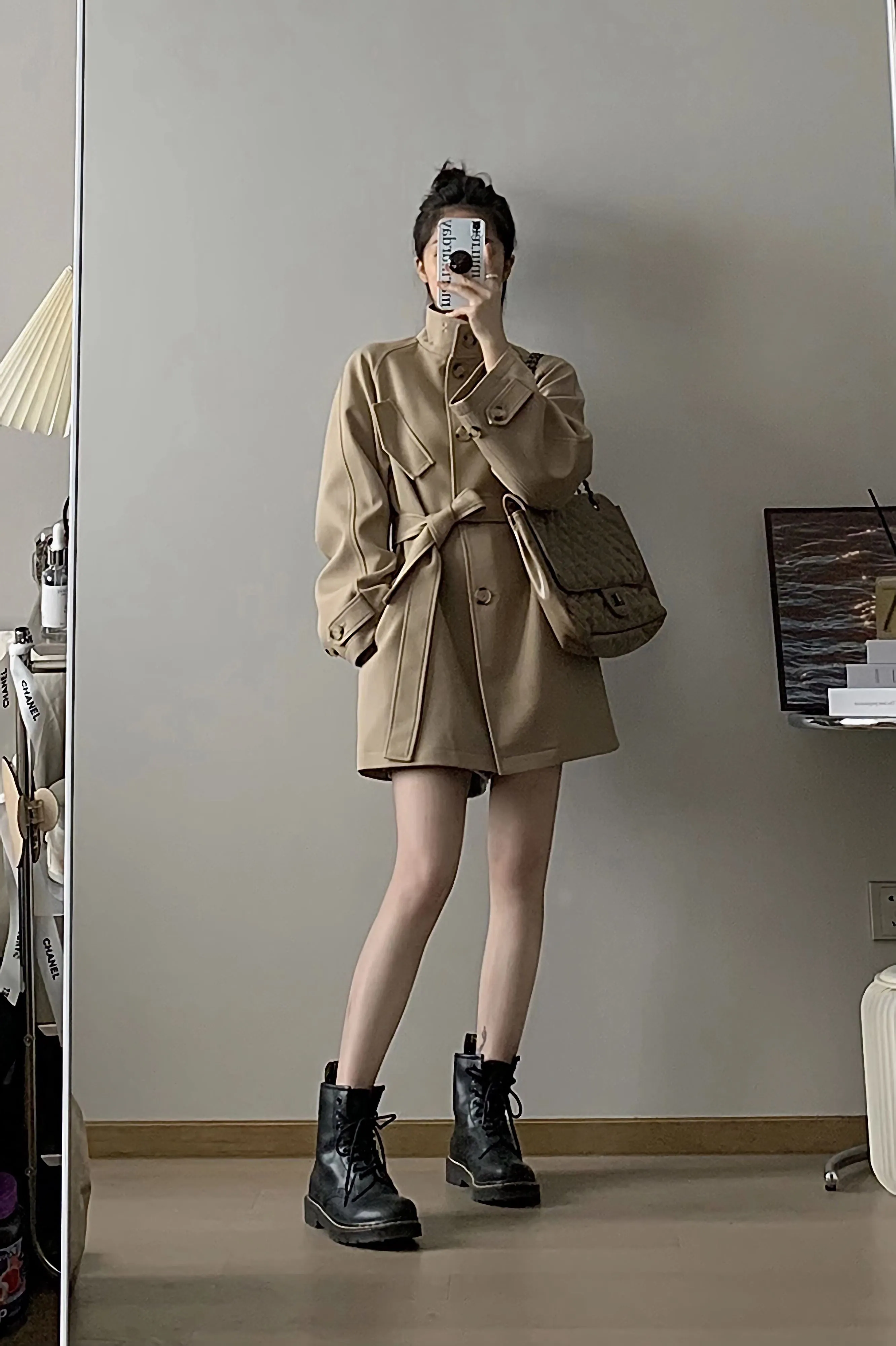 Khaki Single Breasted Trench Belted Coat