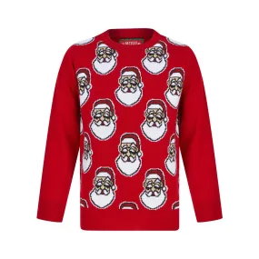 Kids Novelty Small Santa Heads Christmas Jumper