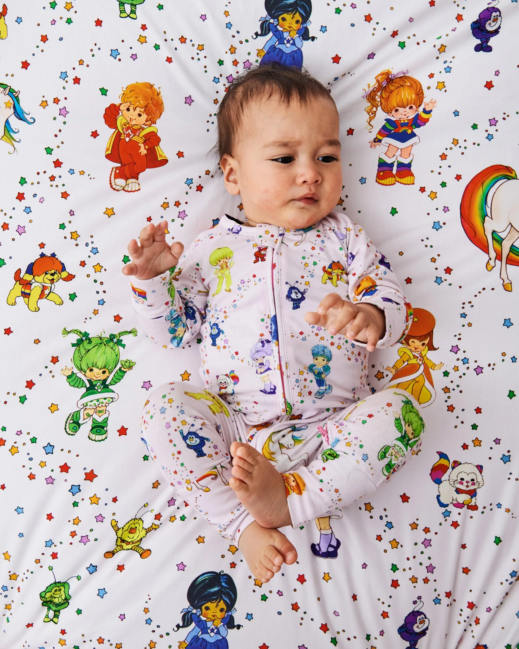 Kip&Co x Rainbow Brite Star Shower Organic Long Sleeve Zip Romper