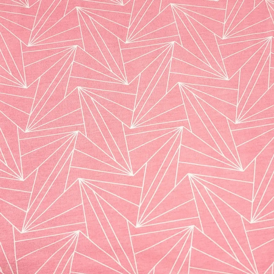 Knit Fabric Pink or Yellow Geometric Cotton Spandex Cute Stretch Knit Fabric For Kids 4 Way Stretch Quality Fabric, Sold by the 1/2 yard.