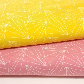 Knit Fabric Pink or Yellow Geometric Cotton Spandex Cute Stretch Knit Fabric For Kids 4 Way Stretch Quality Fabric, Sold by the 1/2 yard.