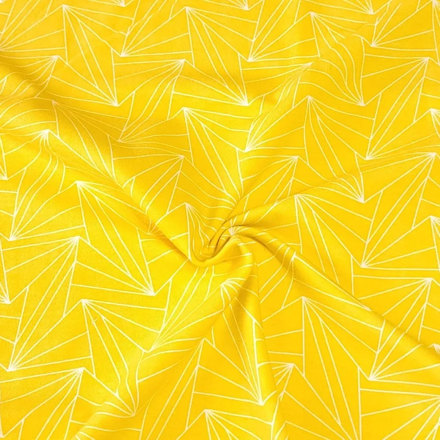 Knit Fabric Pink or Yellow Geometric Cotton Spandex Cute Stretch Knit Fabric For Kids 4 Way Stretch Quality Fabric, Sold by the 1/2 yard.