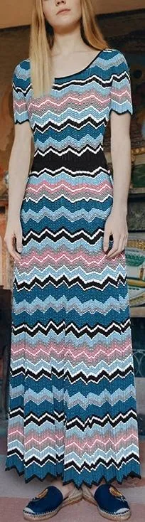 Knit Zig Zag Maxi Dress, Multi