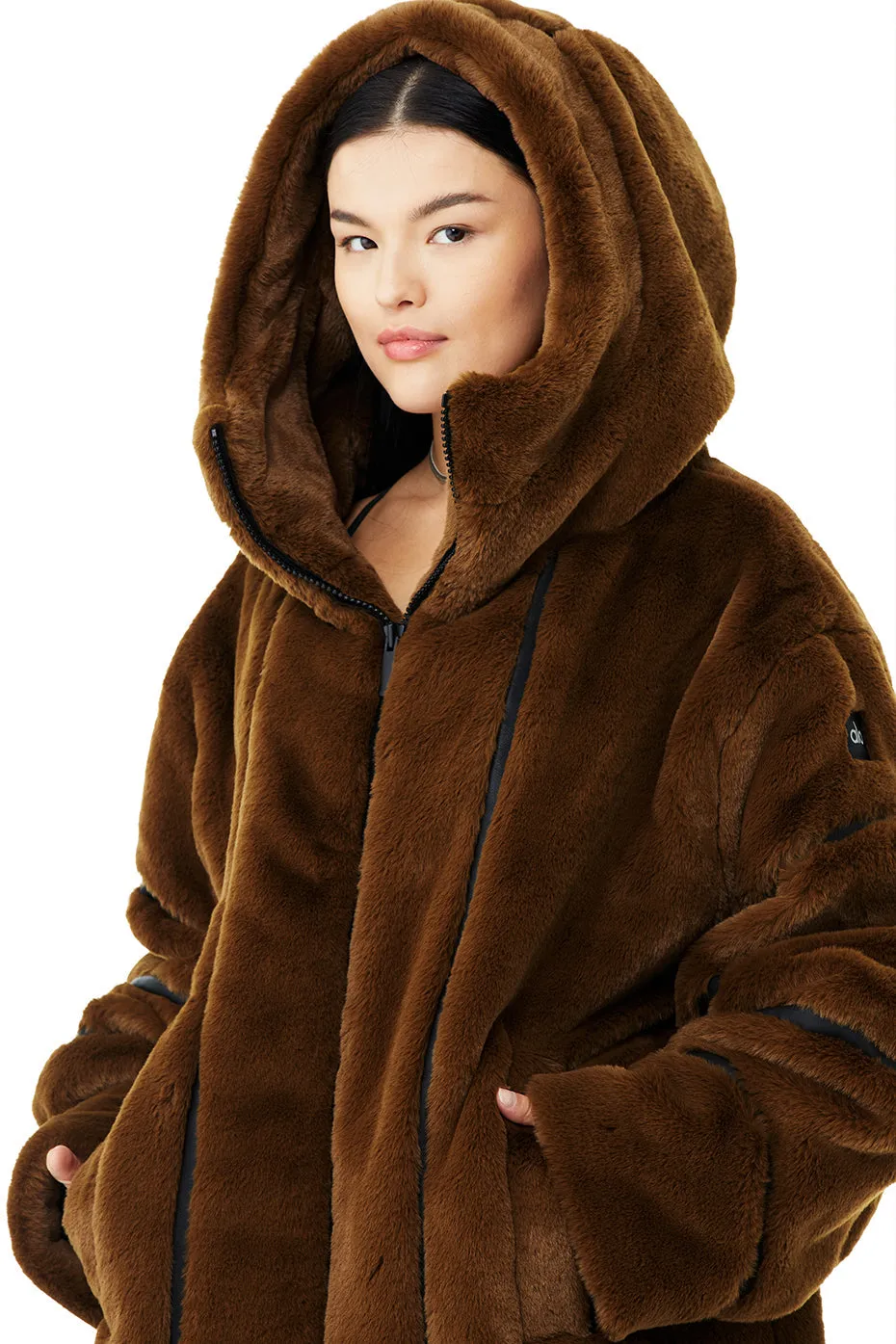 Knock Out Faux Fur Jacket - Chocolate