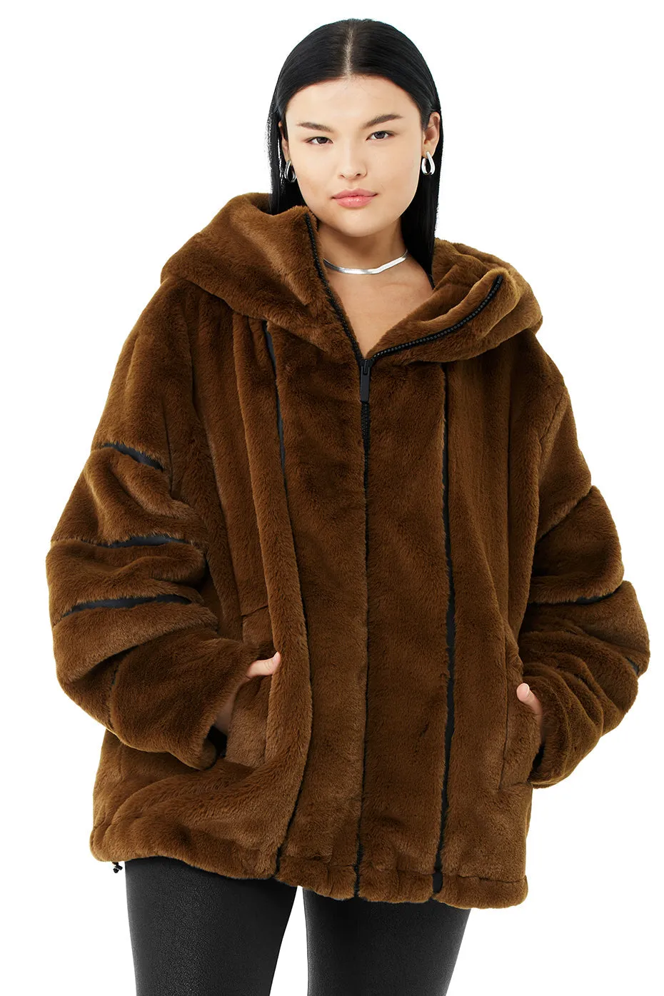 Knock Out Faux Fur Jacket - Chocolate