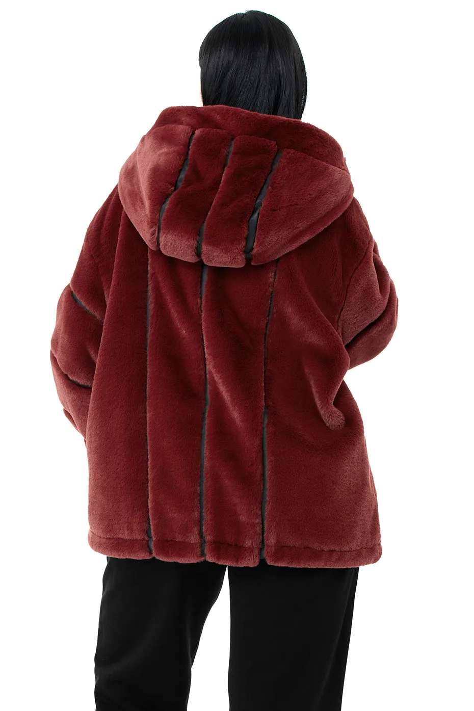 Knock Out Faux Fur Jacket - Cranberry