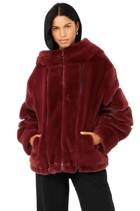 Knock Out Faux Fur Jacket - Cranberry