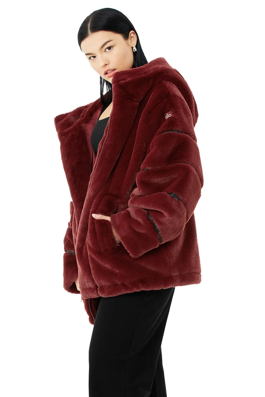 Knock Out Faux Fur Jacket - Cranberry