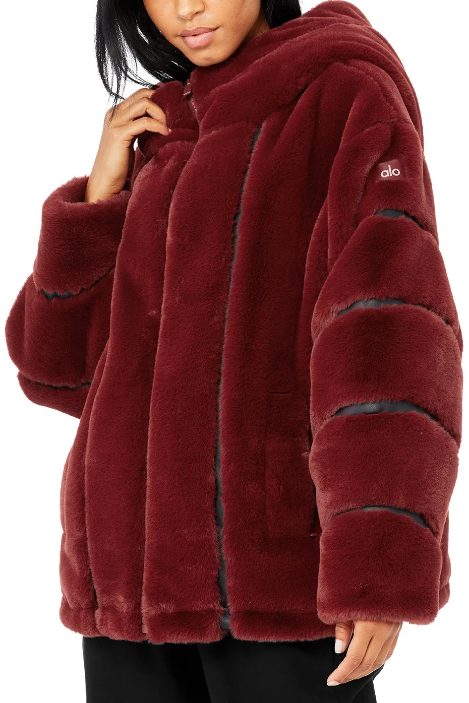 Knock Out Faux Fur Jacket - Cranberry