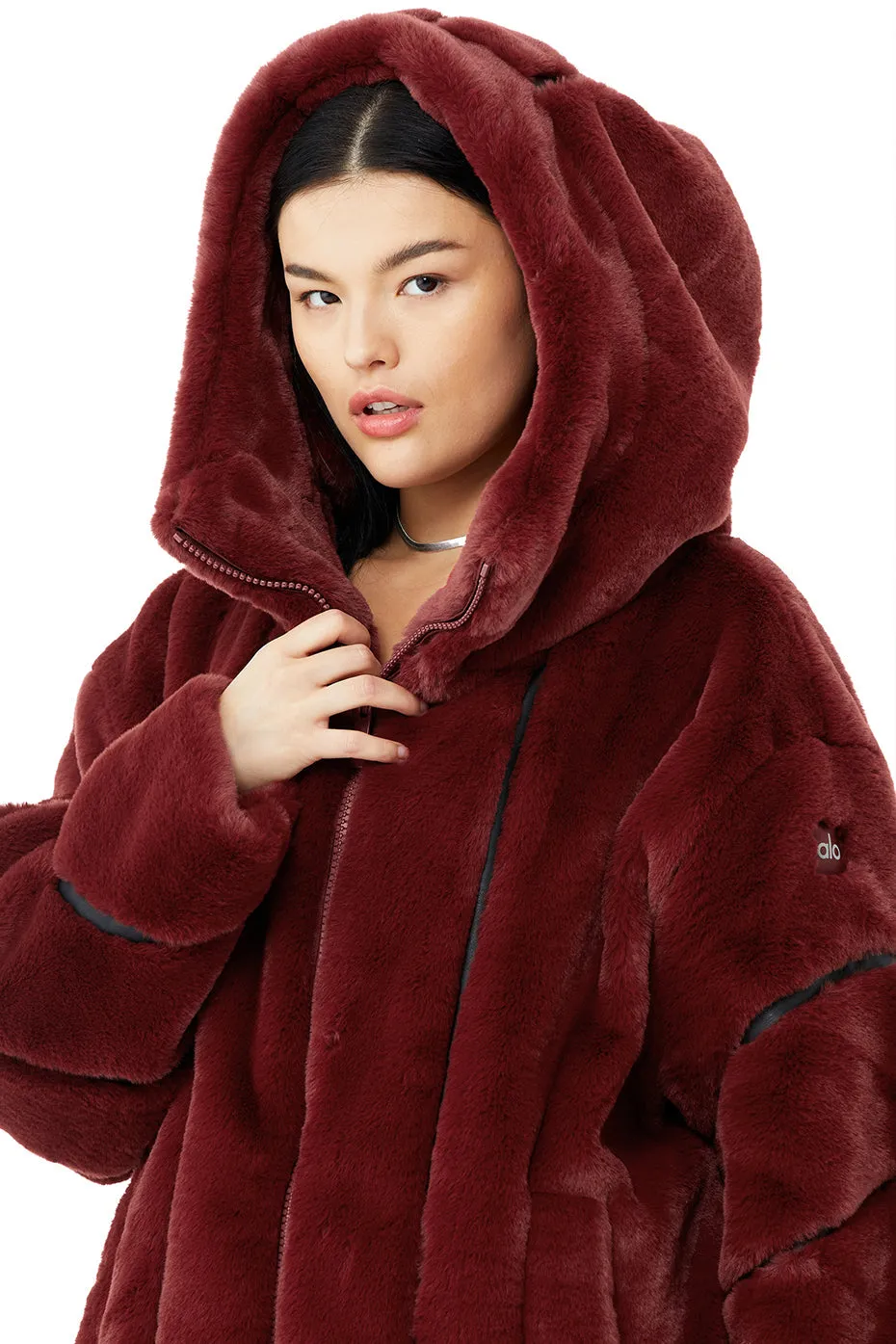 Knock Out Faux Fur Jacket - Cranberry