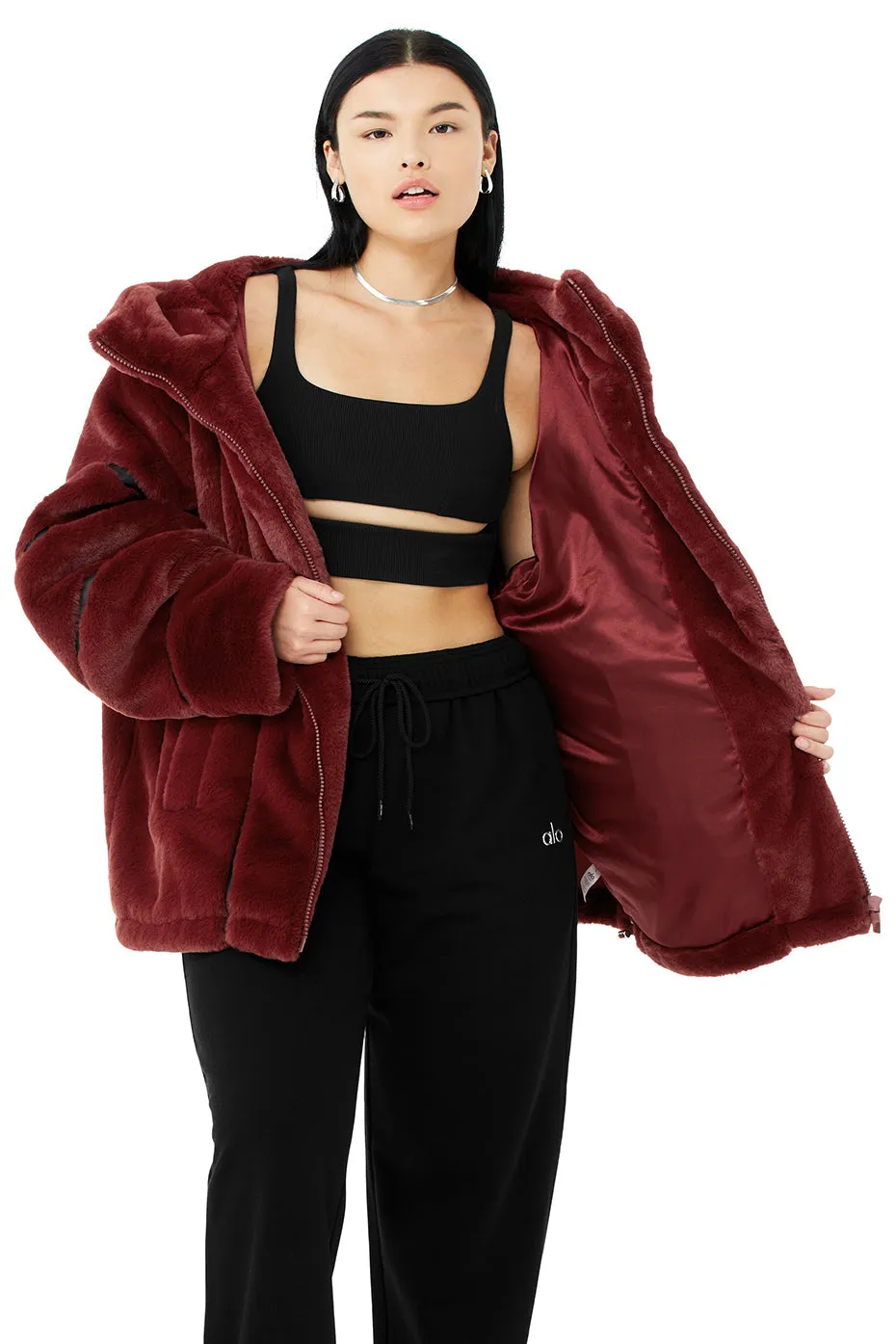 Knock Out Faux Fur Jacket - Cranberry