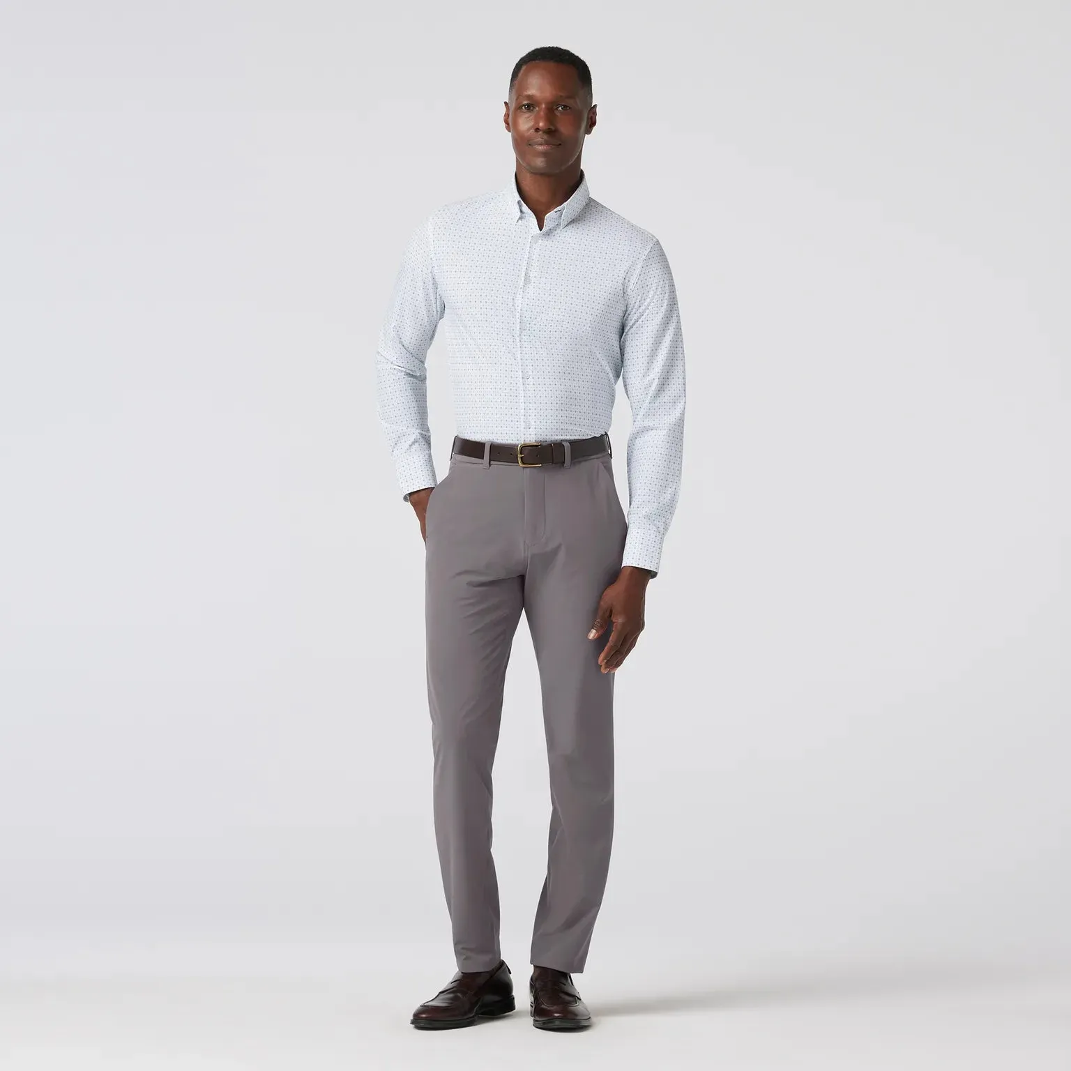 Leeward Dress Shirt in White Hatch Mark by Mizzen Main