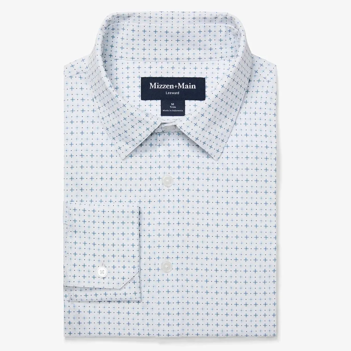 Leeward Dress Shirt in White Hatch Mark by Mizzen Main