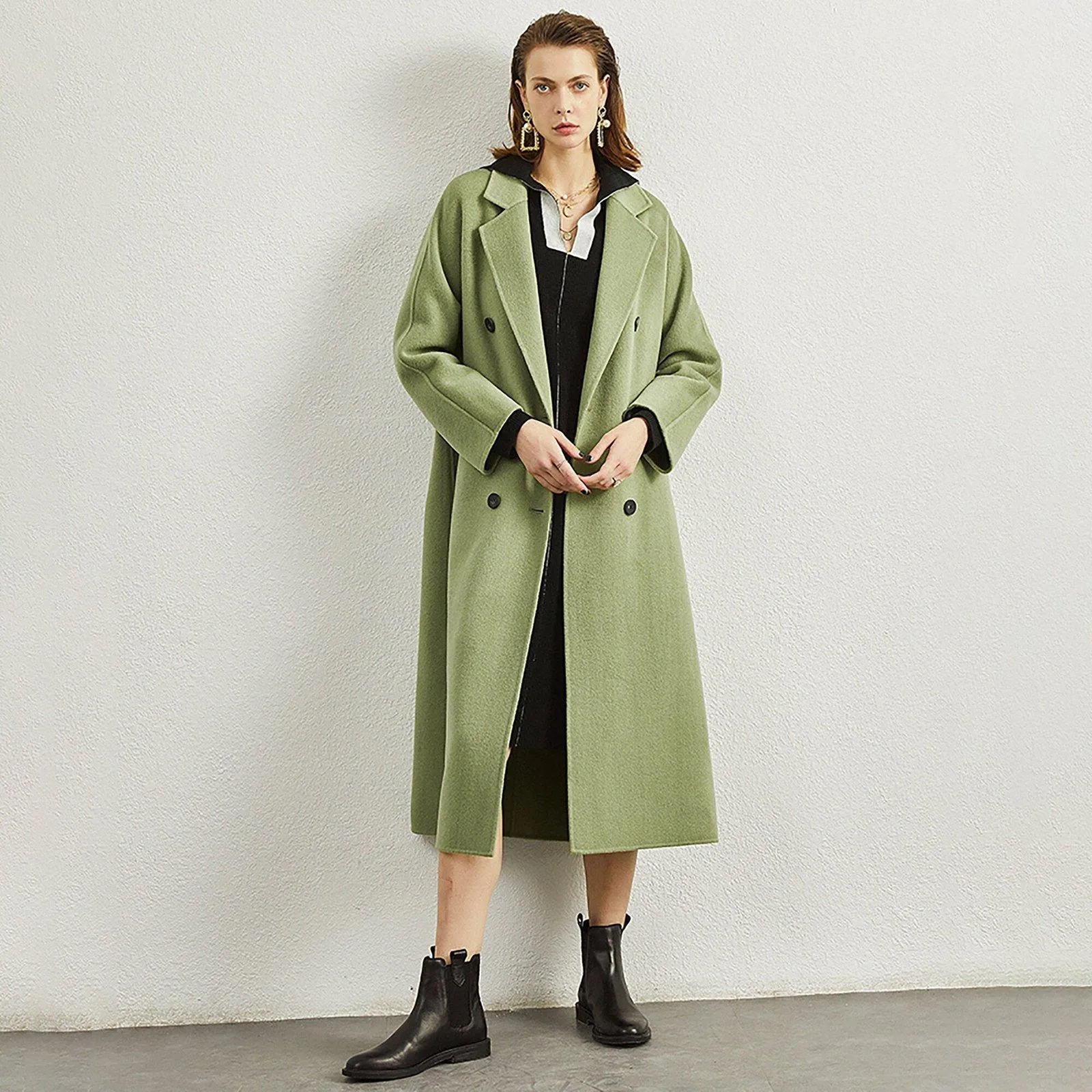 Light Green 100% Wool Coat